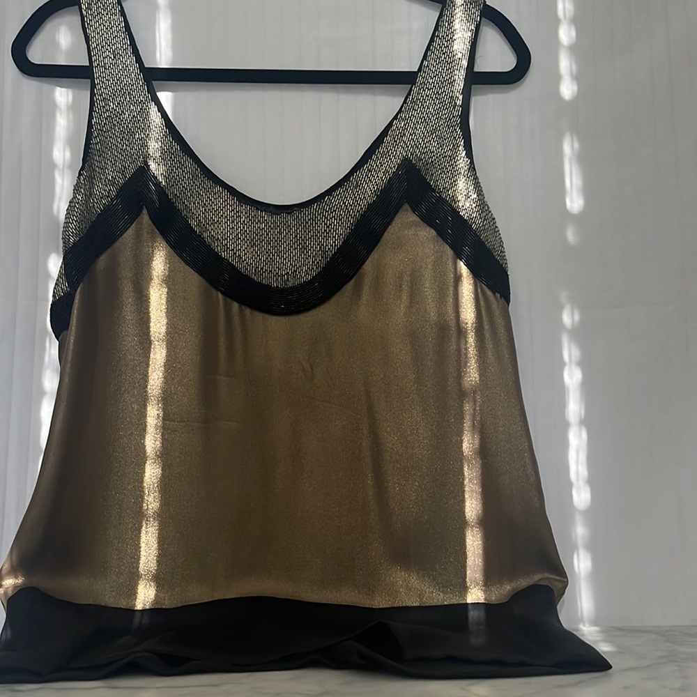 CHLOE vintage tank, beaded & silk sz 38. Perfect for holidays!! France